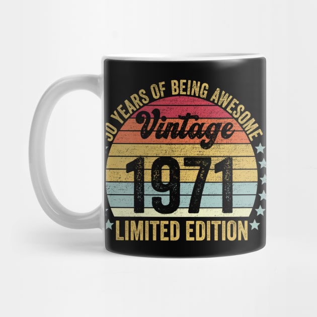 50th Birthday, 50 Year Old Gifts Vintage 1971 Limited Edition by DragonTees